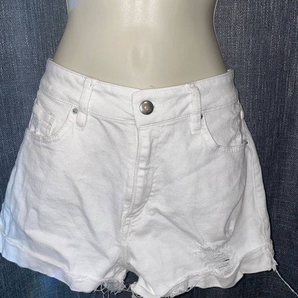 H&M Pants - H&M White Distressed Denim Shorts